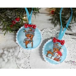 Őzikés pihepuha karácsonyfadísz