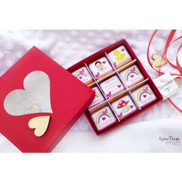 9 darabos fényképes csoki szívablakos dobozban