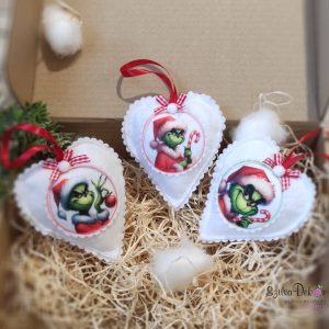 Grincses szív karácsonyfadísz szett- 1