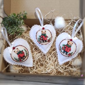 Macis szív karácsonyfadísz szett