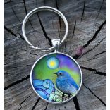 "Boldogság kék madara" üveglencsés kulcstartó