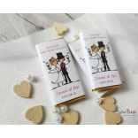 Koccintós pár kistáblás csokidekor esküvői köszönetajándék