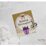 Névnapi mágneses ajándékkártya fém fityegővel