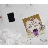 Névnapi mágneses ajándékkártya fém fityegővel