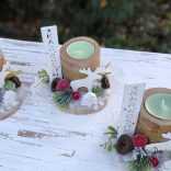 Karácsonyi rénis farönk mécsestartó 