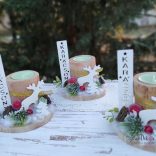 Karácsonyi rénis farönk mécsestartó 