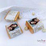 Indamintás bézs köszönetajándék kockacsoki- esküvői dekoráció