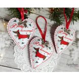 Tacsis szív karácsonyfadísz