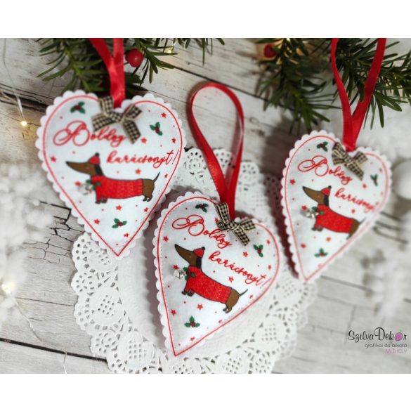 Tacsis szív karácsonyfadísz