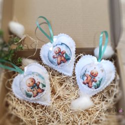 Mézis szív karácsonyfadísz szett- 2