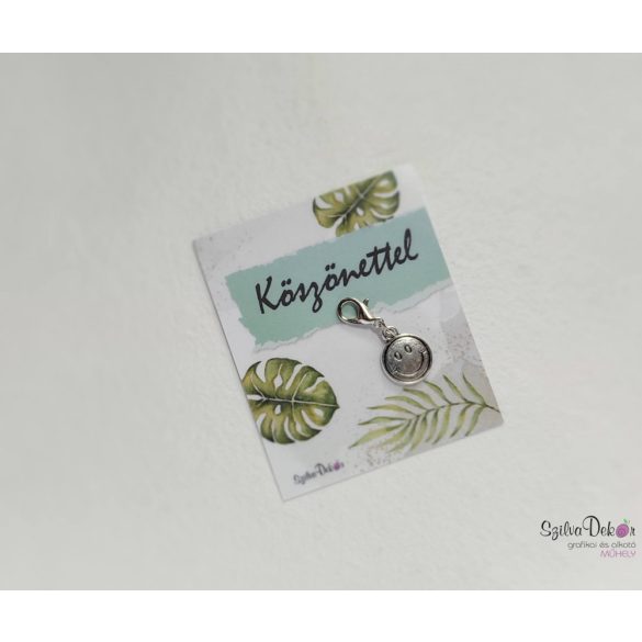 Köszönettel mágneses ajándékkártya fém fityegővel- unisex