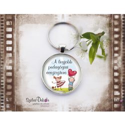   "Legjobb Pedagógiai asszisztens" üveglencsés kulcstartó