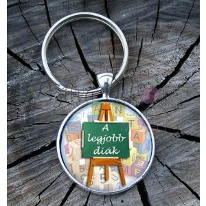 "Legjobb diák" üveglencsés kulcstartó