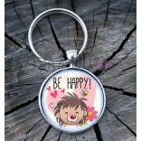 "Boldog süni" üveglencsés kulcstartó