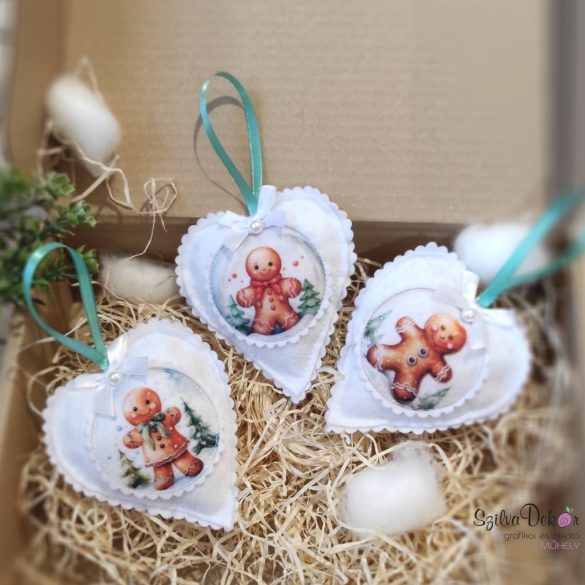 Mézis szív karácsonyfadísz szett- 1