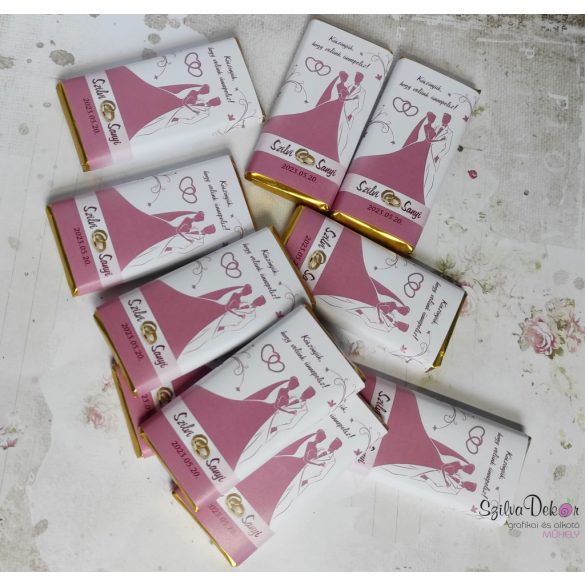 rózsaszín egyedi feliratos csoki