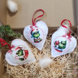 Grincses szív karácsonyfadísz szett- 3