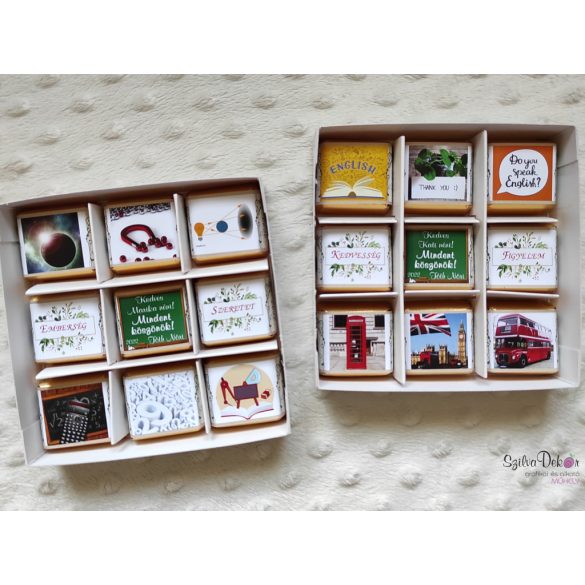 9 darab egyedi papíros csoki díszdobozban