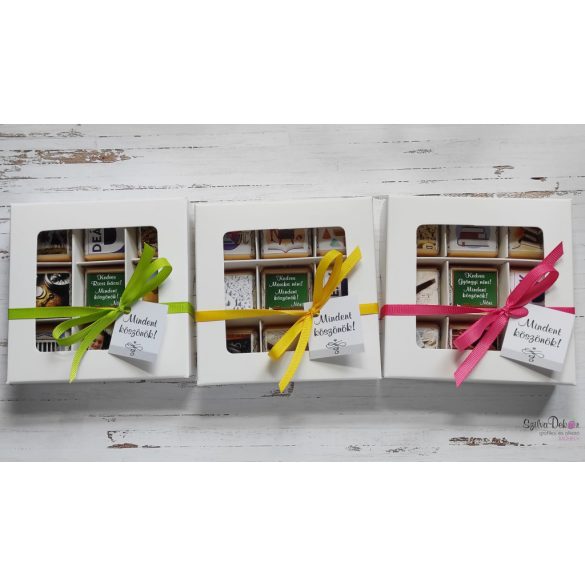 9 darab egyedi papíros csoki díszdobozban