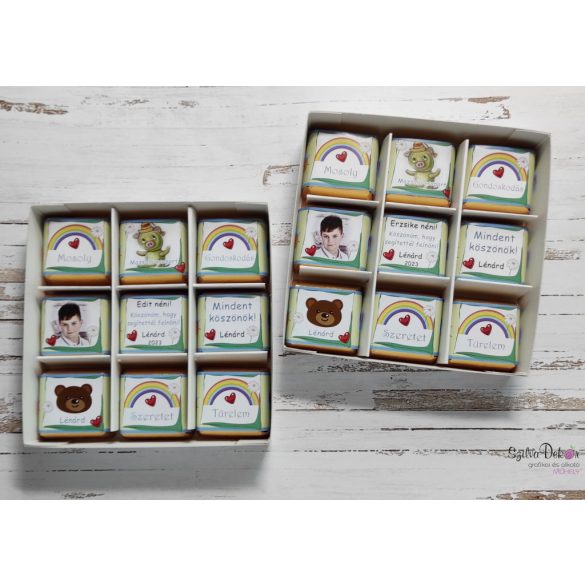 9 darab egyedi papíros csoki díszdobozban