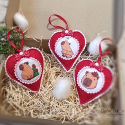Capibarás szív karácsonyfadísz szett- 2