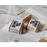 Csipkés lila fotós köszönetajándék kockacsoki- esküvői dekoráció