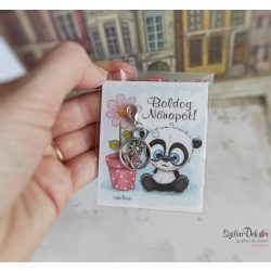 Nőnapi macis mágneses ajándékkártya fém fityegővel