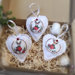 Rénis szív karácsonyfadísz szett