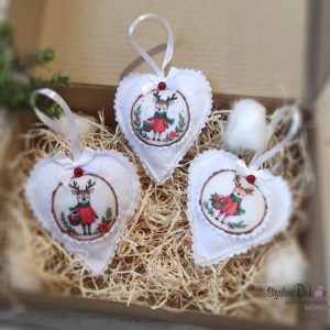 Rénis szív karácsonyfadísz szett