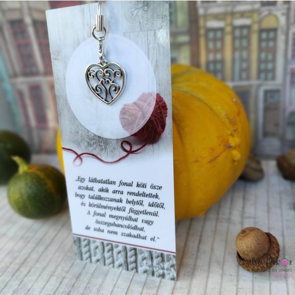 ÖSSZETARTOZÁS- Idézetes könyvjelző + fém szív medál