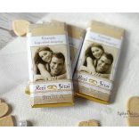 Vintage vásznas kistáblás csokidekoráció esküvői köszönetajándék