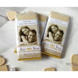   Vintage vásznas kistáblás csokidekoráció esküvői köszönetajándék