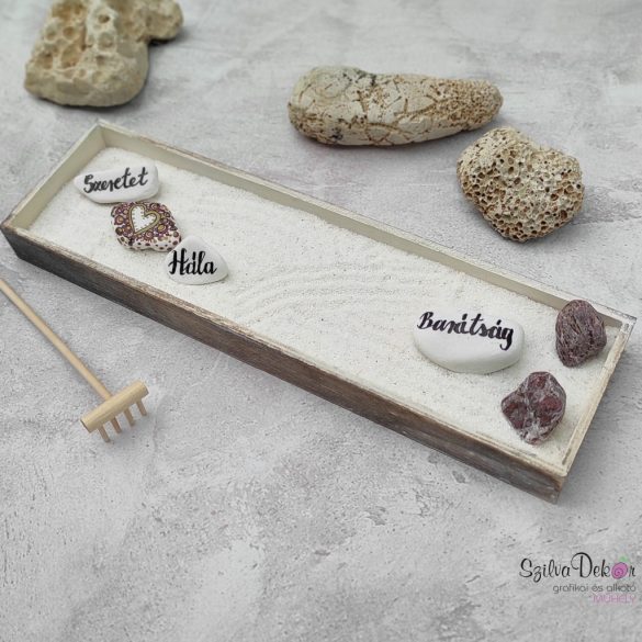 Mini Zen meditációs kert 35x10 cm- barna