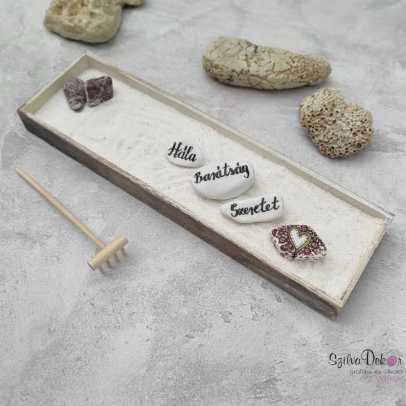 Mini Zen meditációs kert 35x10 cm- barna