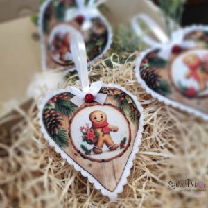 Mézi feliratos szív karácsonyfadísz 