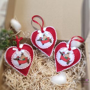 Tacskós szív karácsonyfadísz szett