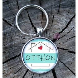 "Otthon" üveglencsés kulcstartó