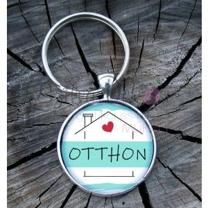 "Otthon" üveglencsés kulcstartó