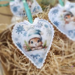Mókusos szív karácsonyfadísz 