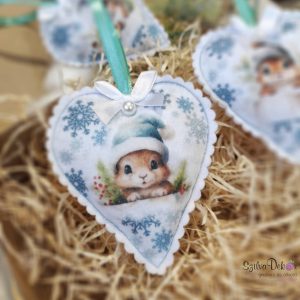 Mókusos szív karácsonyfadísz 