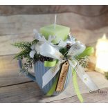 Bögrés kékes zöldes asztaldísz