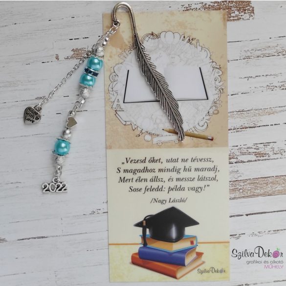 „Tanári ballagós” kékes KönyvÉkszer könyvjelző 