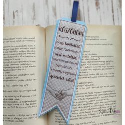   Köszönöm, hogy tanítottál-  kézfogásos textil könyvjelző