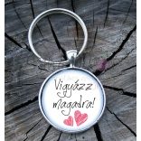 "Vigyázz magadra" üveglencsés kulcstartó