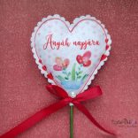 Anyák napjára textil dísz pálcikán