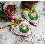 Cicás szív karácsonyfadísz