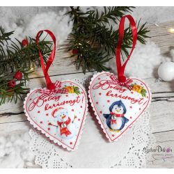 Pingvines szív karácsonyfadísz