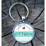 "Otthon" üveglencsés kulcstartó