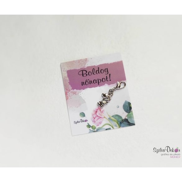 Nőnapi virágos mágneses ajándékkártya fém fityegővel