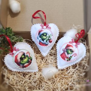 Grincses szív karácsonyfadísz szett- 2